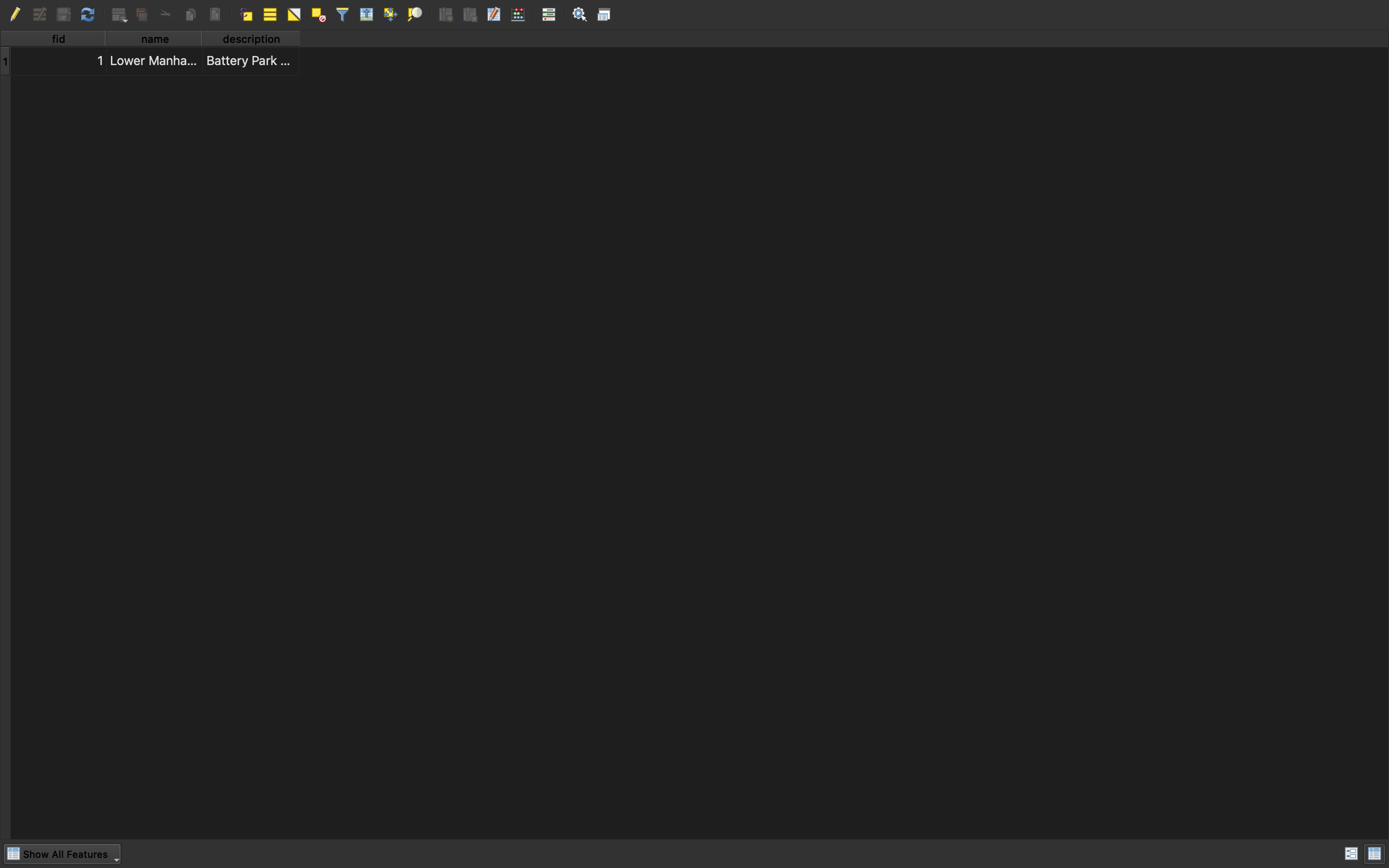 QGIS desktop attribute table window