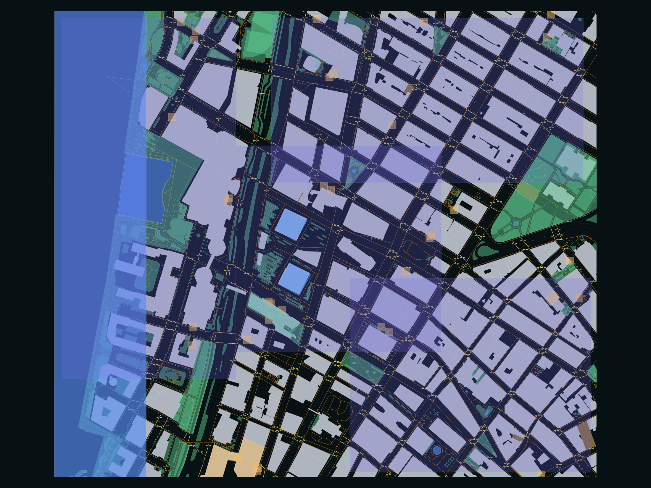 QGIS-rendered Lower Manhattan geospatial asset map